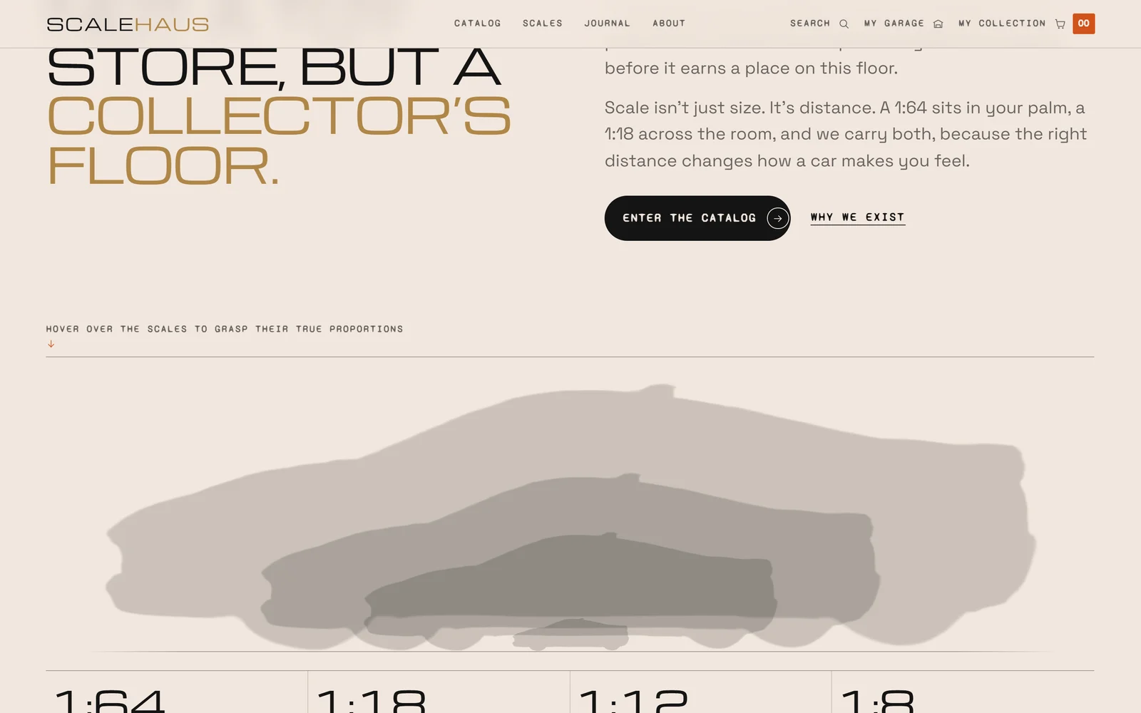 ScaleHaus Diecast: its cream-and-gold editorial type